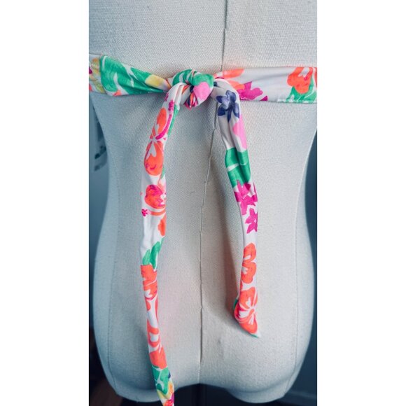 2/$30 NWT California Waves L Floral Halter Bikini Top Padded Double Tie Back - Picture 7 of 14